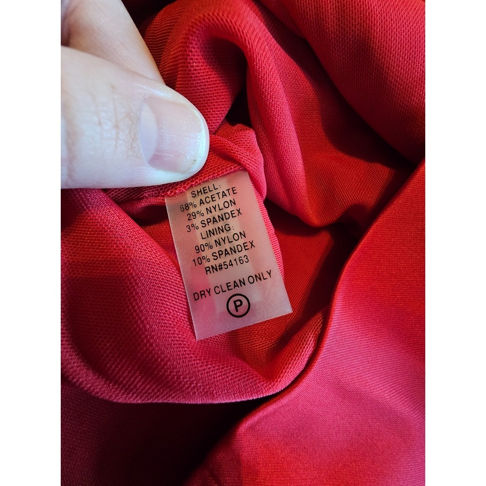 Calvin Klein SIZE 8 Dress Satin Rouge Red Short Tiered Holiday Sleeveless - Picture 8 of 10